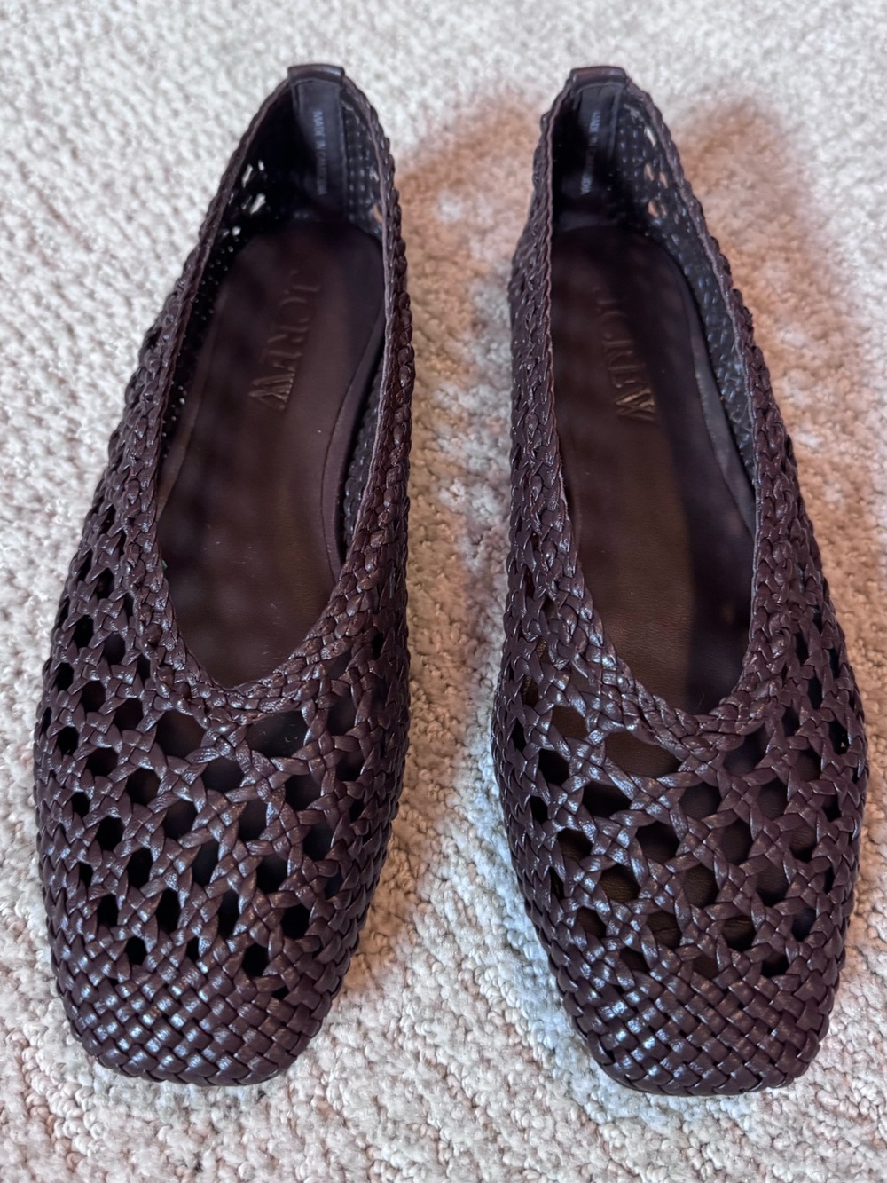 J. Crew Brown Woven Leather Flats